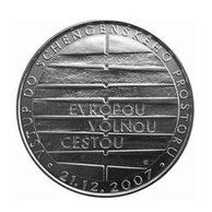Stříbrná mince 200 Kč - Vstup do schengenského prostoru provedení proof (ČNB 2008)