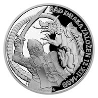 Stříbrná medaile Dějiny válečnictví - Zikmund Lucemburský - Založení Dračího řádu proof (ČM 2021) 