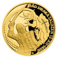Zlatá uncová medaile Dějiny válečnictví - Zikmund Lucemburský - Založení Dračího řádu proof (ČM 2021)   