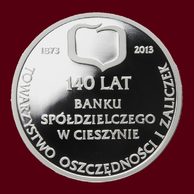 Stříbrná medaile 140 let Družstevní banky v Těšíně provedení proof (GT 2013)