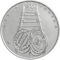 Stříbrná mince 200 Kč - 100. výročí narození Bohumila Hrabala provedení proof (ČNB 2014)