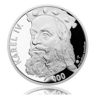 Stříbrná medaile Karel IV. - motiv 100 Kč bankovky provedení proof (ČM 2015)