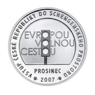 Stříbrná medaile Vstup ČR do Schengenského prostoru provedení proof (ČM 2008)