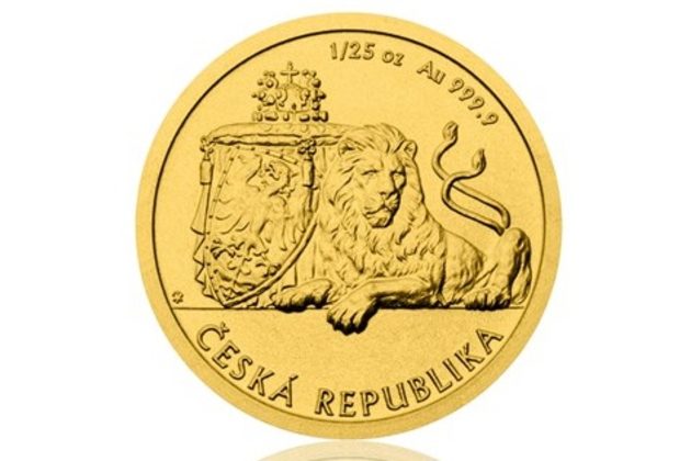 Zlatá 1/25oz investiční mince Český lev 2019 standard (ČM 2019)