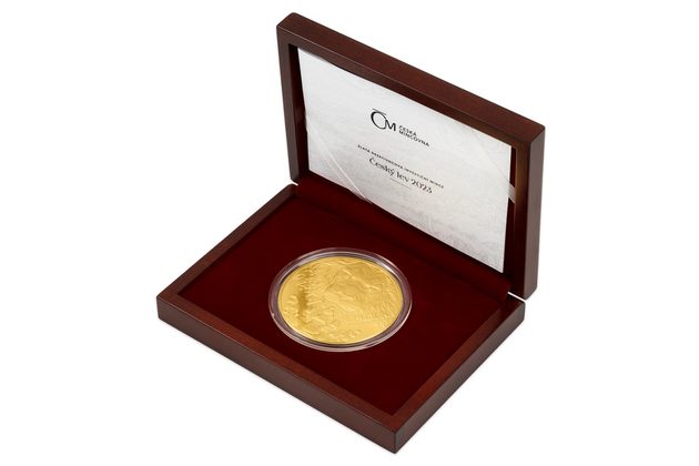 Zlatá desetiuncová investiční mince Český lev standard (ČM 2023)