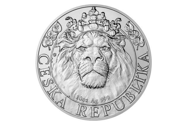 Stříbrná desetiuncová investiční mince Český lev  standard (ČM 2022)