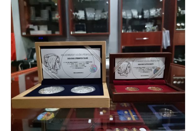 Zlatá a stříbrná sada Královské dvojice - Jan Lucemburský a Eliška Přemyslovna proof (ČM 2022) 