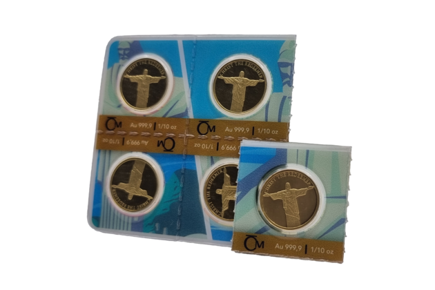 1 oddělený kus 3,11g - Zlatá 1/10oz mince Nových sedm divů světa - Socha Krista Spasitele  proof (ČM 2024)