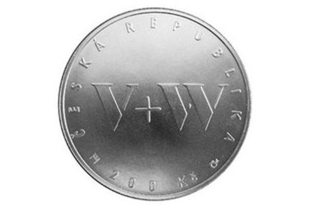 Stříbrná mince 200 Kč - 100. výročí narození Jana Wericha a Jiřího Voskovce provedení proof (ČNB 2005)