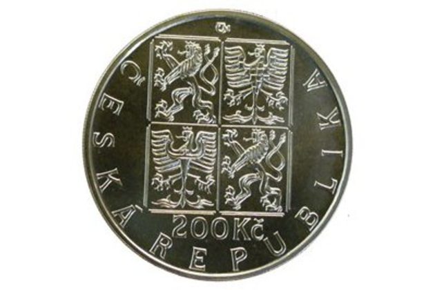 Stříbrná mince 200 Kč - 800. výročí korunovace Přemysla I. Otakara českým králem provedení proof (ČNB 1998)