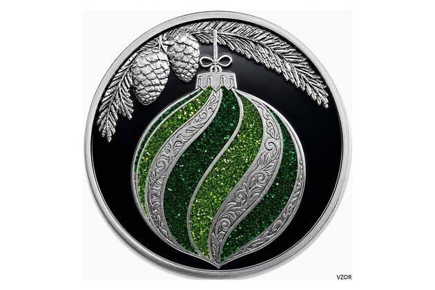 Stříbrná medaile Vánoční ozdoby - zelená proof (ČM 2026)