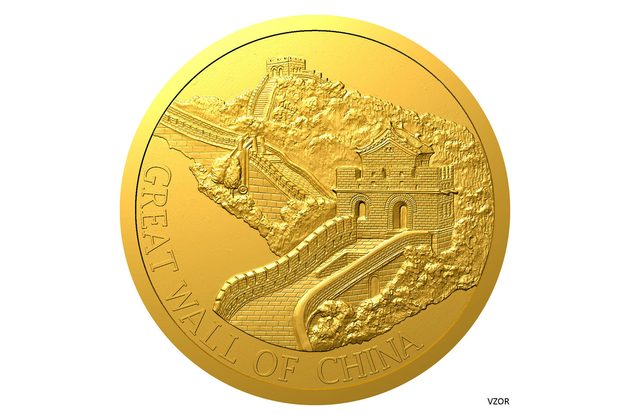 Zlatá mince Nových sedm divů světa - Velká čínská zeď   proof (ČM 2025) 