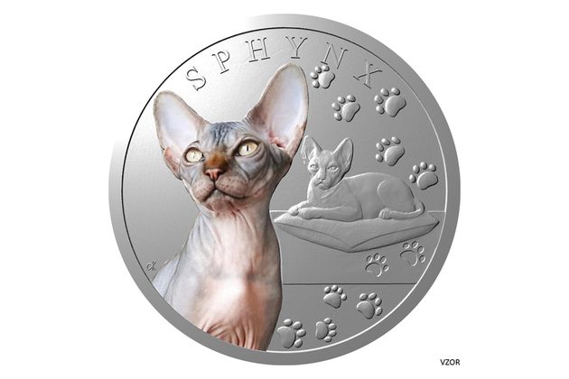 Stříbrná mince Plemena koček - Sphynx proof (ČM 2025) 