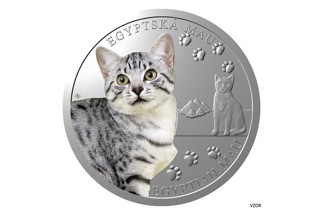 Stříbrná mince Plemena koček - Egyptská kočka mau proof (ČM 2025)  