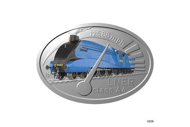 Stříbrná mince Slavné parní lokomotivy - LNER řada A4 kolor proof (ČM 2026) 