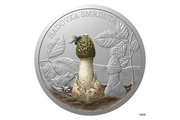 Stříbrná mince Houby - Hadovka smrdutá kolor proof (ČM 2026) 