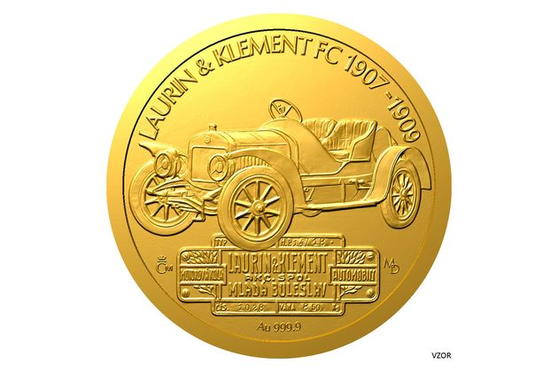 Zlatá mince ŠKODA - Laurin & Klement FC proof číslováno (ČM 2026)