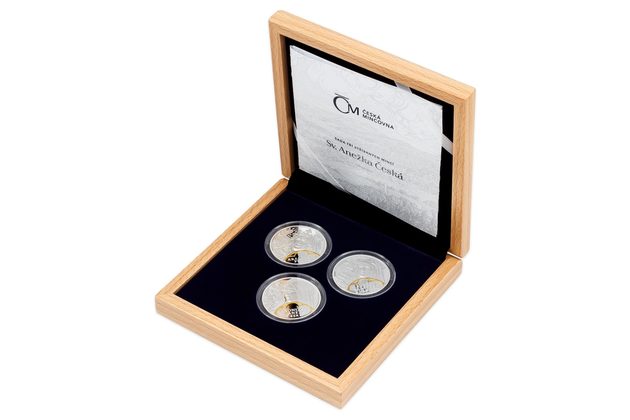  Sada tří stříbrných mincí sv. Anežka Česká proof (ČM 2021)