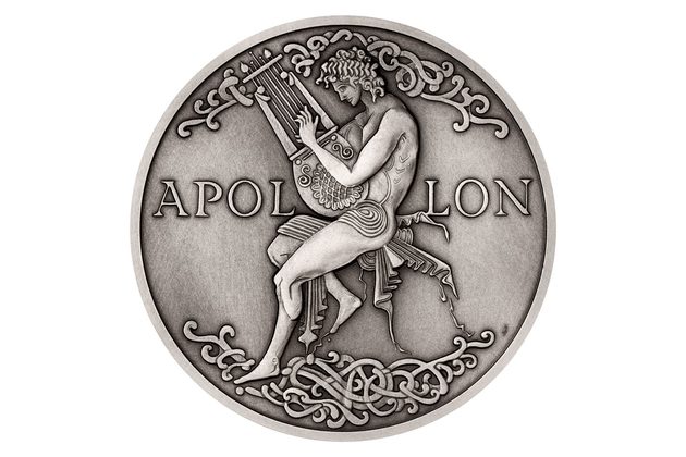 Stříbrná mince Bohové světa - Apollón standard/ patina  (ČM 2022)