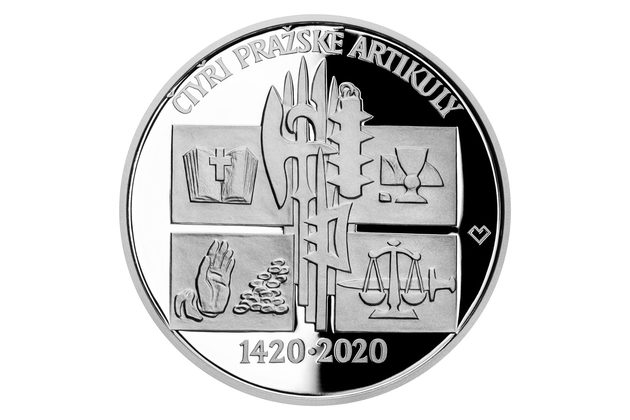 Stříbrná mince 200 Kč - 600. výročí Vydání čtyř pražských artikulů proof (ČNB 2020)