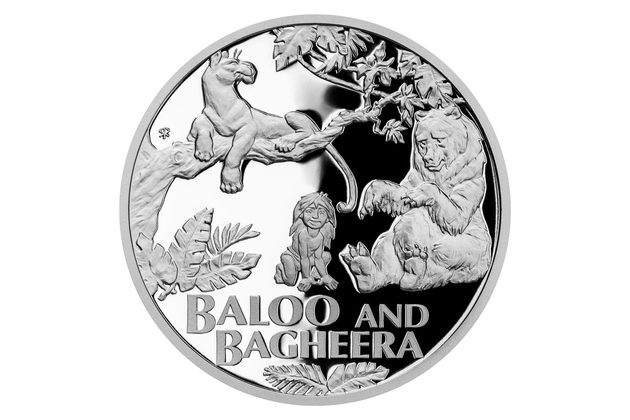 Stříbrná mince Kniha Džunglí - Medvěd Balú a černý panter Baghíra proof (ČM 2022)