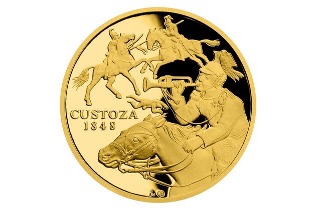 Zlatá uncová medaile Dějiny válečnictví - Bitva u Custozy proof (ČM 2020)