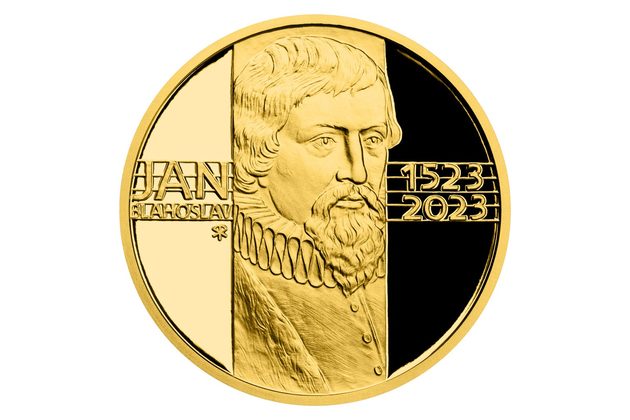 Zlatá půluncová medaile Jan Blahoslav proof (ČM 2023)