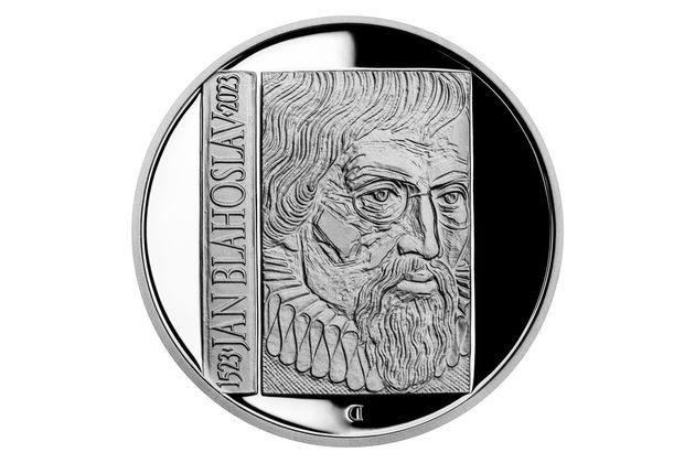 Stříbrná mince 200 Kč - 500. výročí narození Jana Blahoslava proof (ČNB 2023)