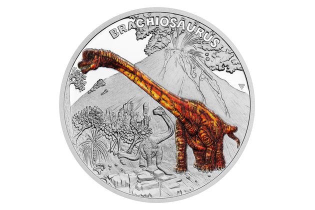 Stříbrná mince Pravěký svět - Brachiosaurus proof (ČM 2024)  