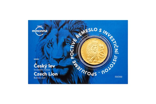Zlatá uncová investiční mince Český lev standard číslovaná (ČM 2026)