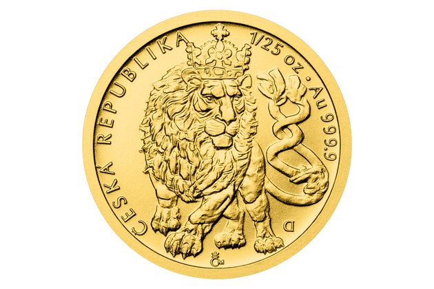 Zlatá 1/25oz investiční mince  Český lev standard (ČM 2026)