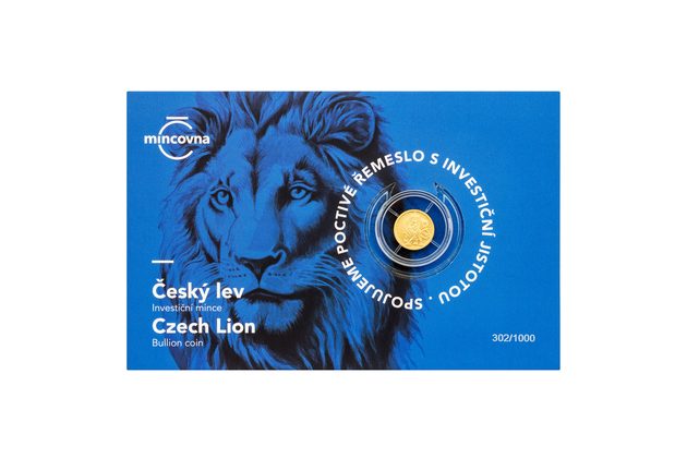 Zlatá 1/25oz investiční mince Český lev  standard číslovaná (ČM 2026)