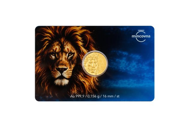 Zlatá 1/200oz mince Český lev 2026 inkusní ražba, safe pack stand (ČM 2026)