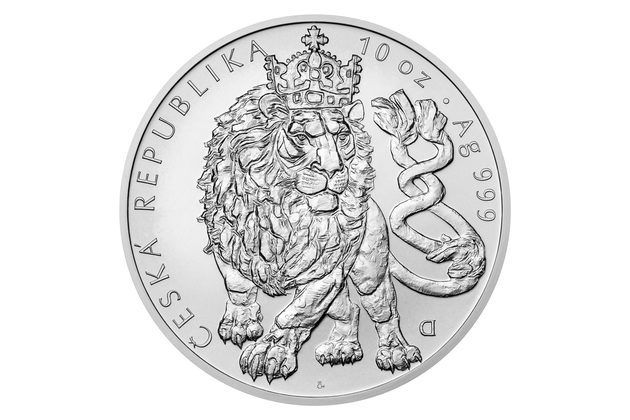Stříbrná desetiuncová investiční mince Český lev  standard (ČM 2026)