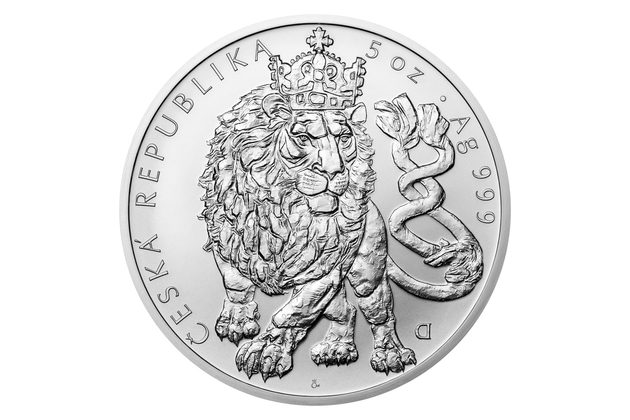 Stříbrná pětiuncová investiční mince Český lev standard (ČM 2026)