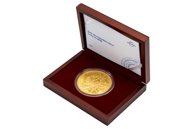 Zlatá desetiuncová investiční mince Český lev standard (ČM 2026) číslováno 