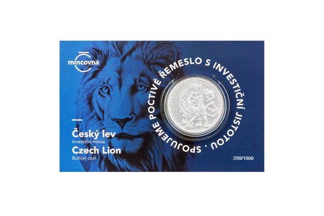 Stříbrná 2oz  investiční mince Český lev standard číslovaná (ČM 2026)