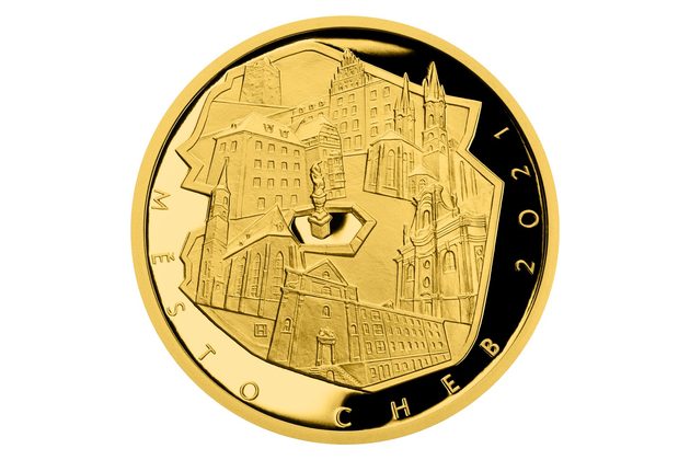 Zlatá mince 5000 Kč Městské památkové rezervace ČNB - Cheb provedení proof (ČNB 2021)