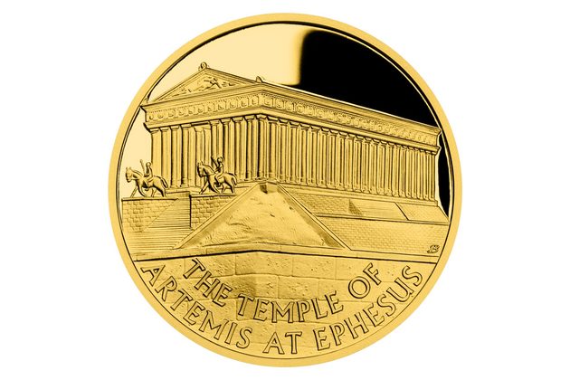 Zlatá mince Sedm divů starověkého světa - Artemidin chrám v Efesu proof (ČM 2022)