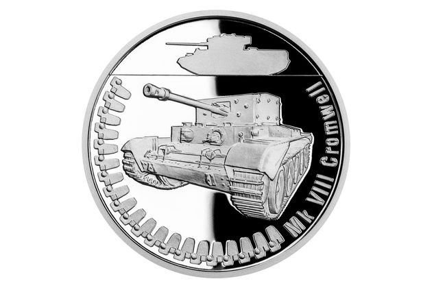 Stříbrná mince Obrněná technika - Mk VIII Cromwell proof (ČM 2022)