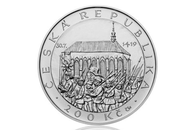 Stříbrná mince 200 Kč - 600. výročí první pražské defenestrace standard (ČNB 2019)