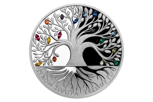 Stříbrná mince Crystal Coin - Strom života "Duha" EXPO proof (ČM 2021) 