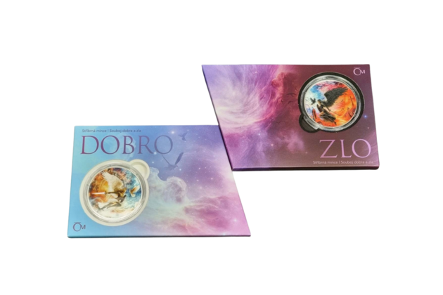 Sada 2ks stříbrných mincí Souboj dobra a zla reverse proof (ČM 2025)