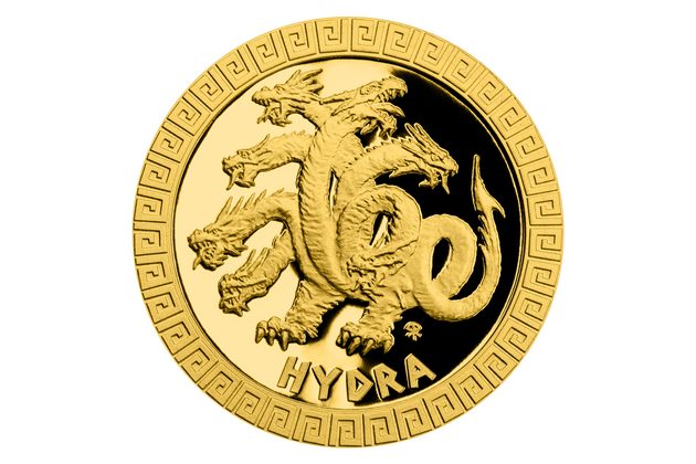 Zlatá mince Bájní tvorové - Hydra proof (ČM 2021)