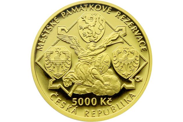 Zlatá mince 5000 Kč Městské památkové rezervace ČNB - Jihlava provedení standard (ČNB 2021) 