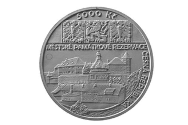 Zlatá mince 5000 Kč Městské památkové rezervace ČNB - Jindřichův Hradec standard (ČNB ? )