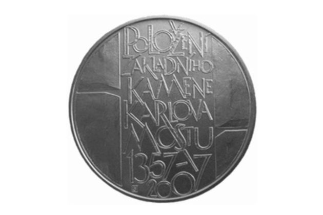 Stříbrná mince 200 Kč - 650. výročí položení základního kamene Karlova mostu proof (ČNB 2007)