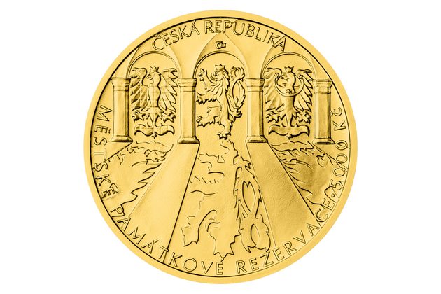 Zlatá mince 5000 Kč Městské památkové rezervace ČNB - Kroměříž standard (ČNB 2023)