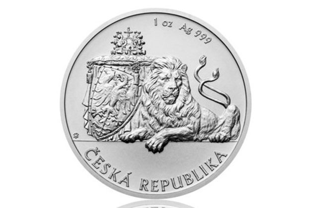 Stříbrná uncová investiční mince Český lev standard (ČM 2019)