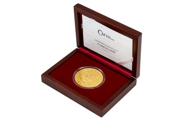 Zlatá pětiuncová investiční mince Český lev standard (ČM 2022)